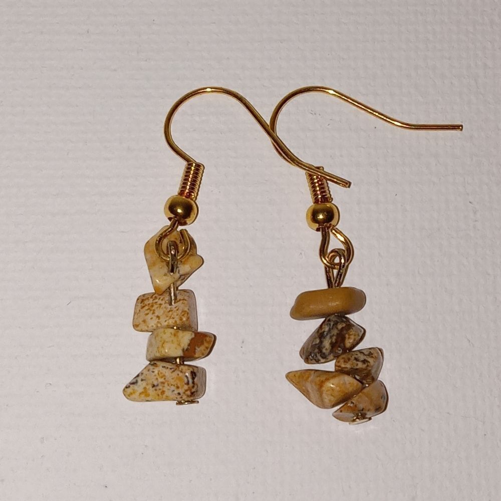 Picture Jasper stone chip earrings - Picture 2 of 3